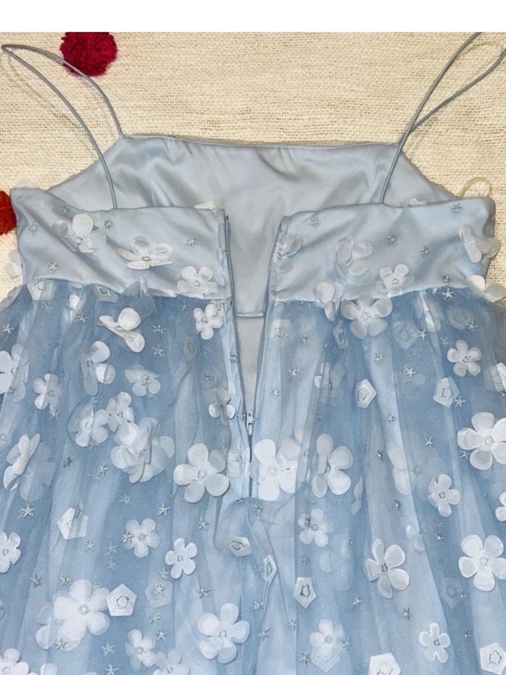 Altar’d State Aurora Floral Mesh Babydoll Dress Baby Blue Size Medium - Picture 9 of 16